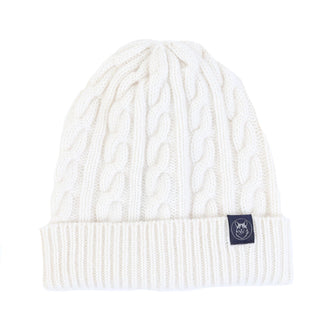 men's cable beanie in colour ecru.