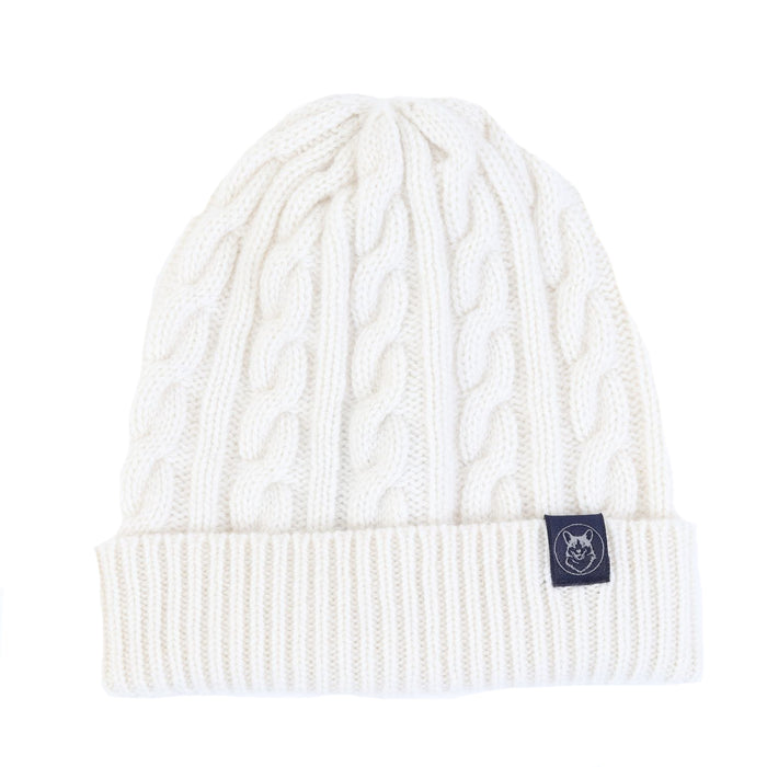 men's cable beanie in colour ecru.