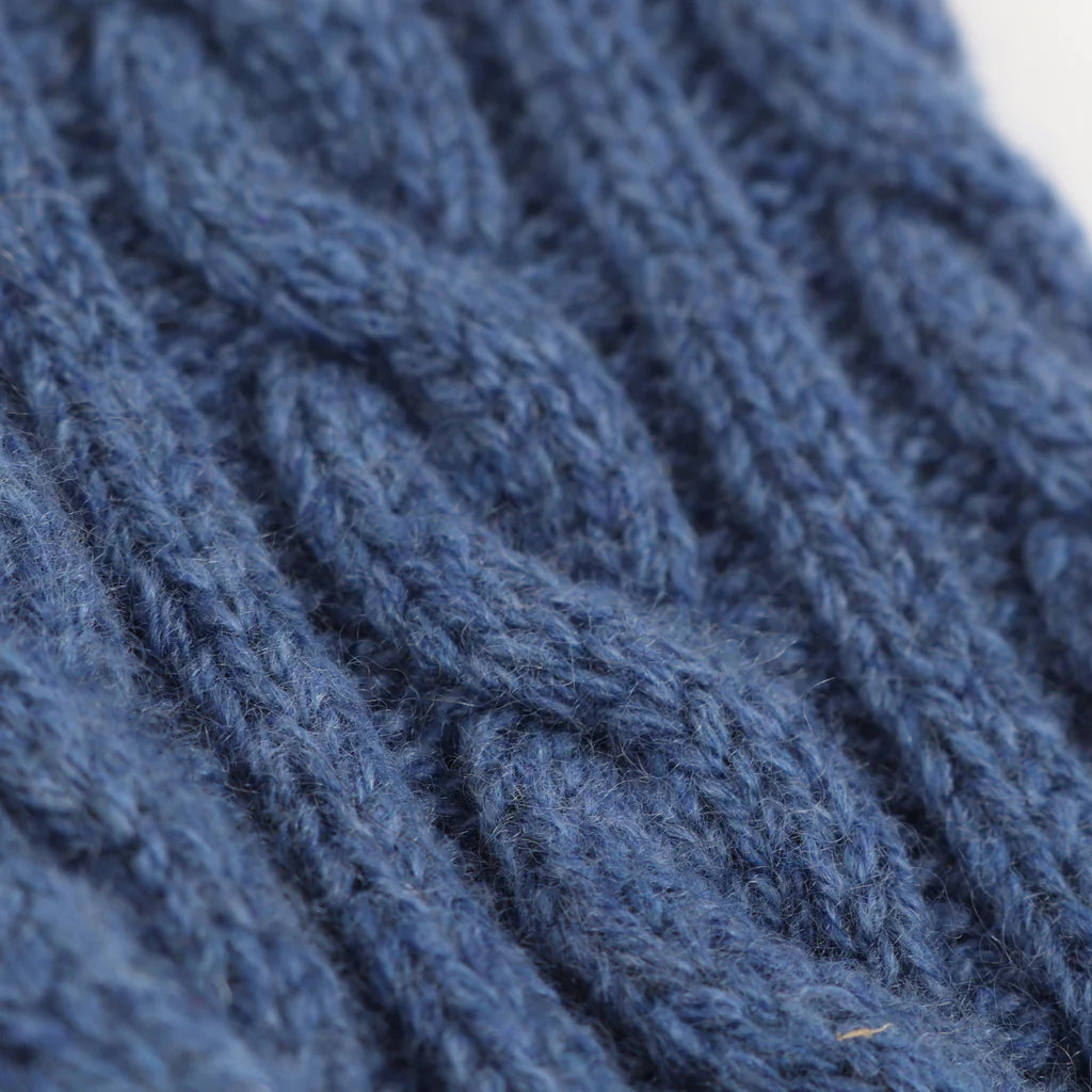close up of the cable sock fabric