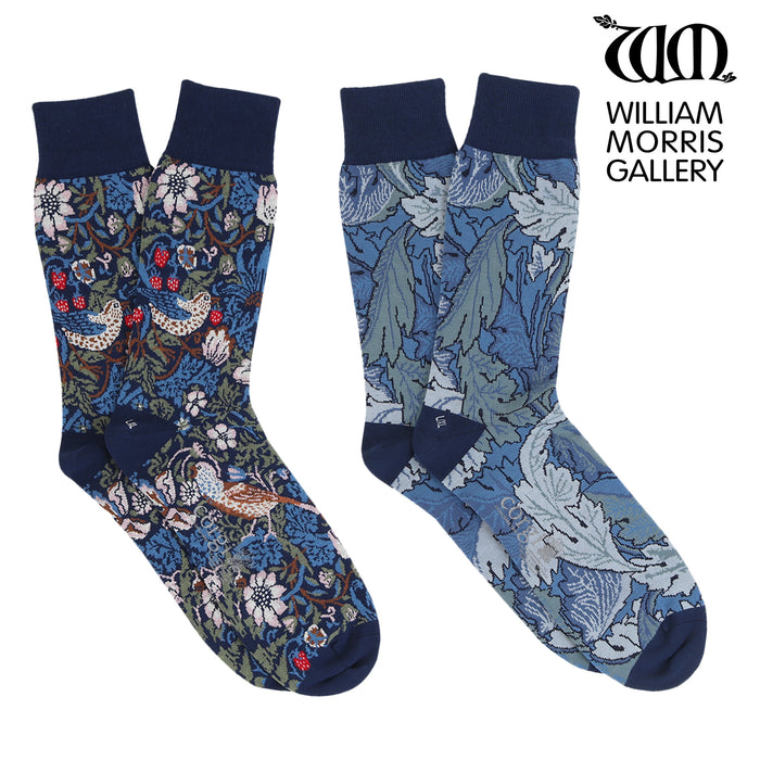 2 pairs of men's William Morris socks on a white background
