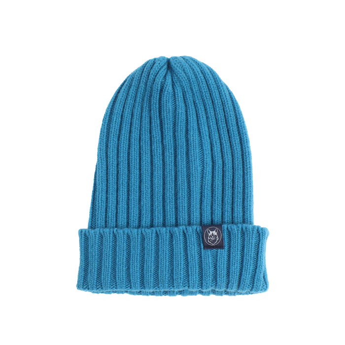 Blue Women's Ribbed Wool Beanie