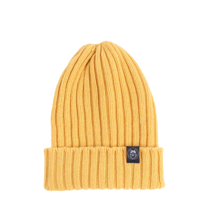 Gold Women's Ribbed Wool Beanie