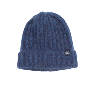 blue mohair hat on a white background