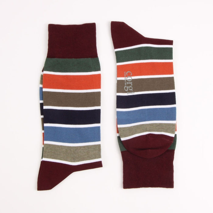 Colorful striped socks on a white background