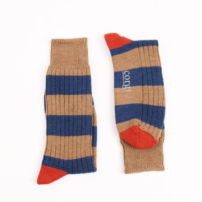 Men's 2 Col Stripe Wool & Cotton Socks