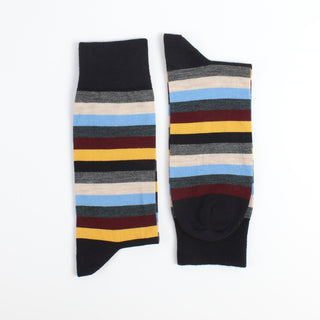 Pair of striped socks on a white background
