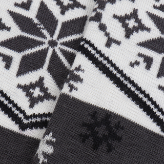 A pair of men's socks with a vintage fair isle pattern, featuring a geometric design in grey and yellow colours.