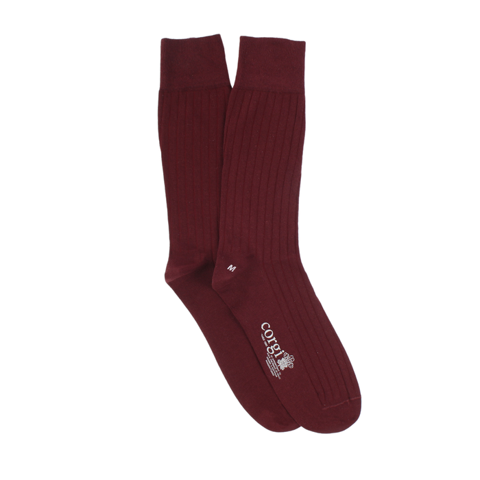 Men's Brecon Ribbed red Cotton Socks