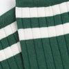 Close-up of green and white striped socks