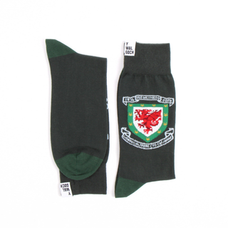 Two socks with a logo on a white background