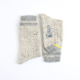 British wool socks laid flat side by side.