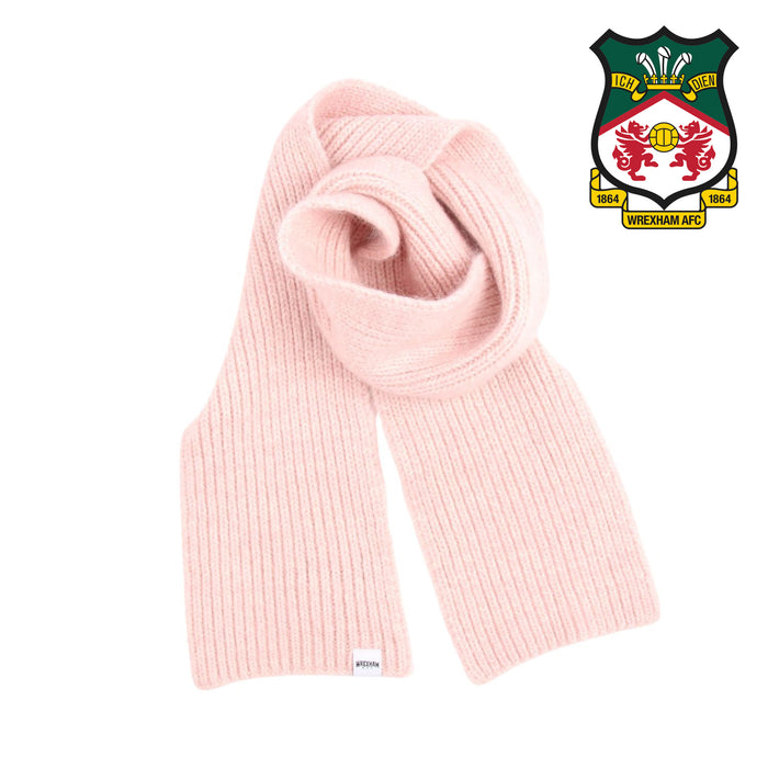 Pink scarf with Wrexham AFC logo on a white background
