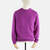 A purple men's classic crew sweater displayed on a mannequin, showing the front view with ribbed neckline, cuffs, and hem.
