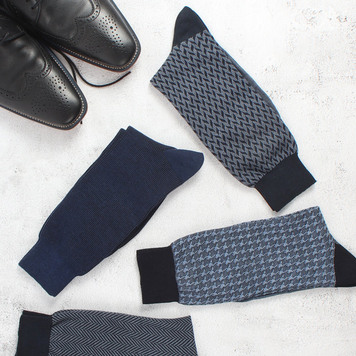 Men's 4-Pair Navy Dress Socks