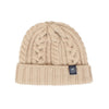 beige cable wool beanie