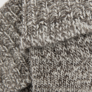Close-up of gray knitted fabric with a textured pattern