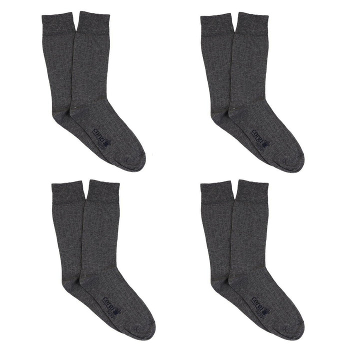 Set of six pairs of charcoal grey socks on a white background