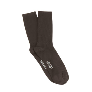 Pair of brown socks on a white background