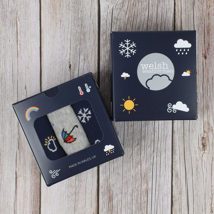 Men's Welsh Weatherman x Corgi 'Showers' 3-Pair Cotton Gift Box - Corgi Socks