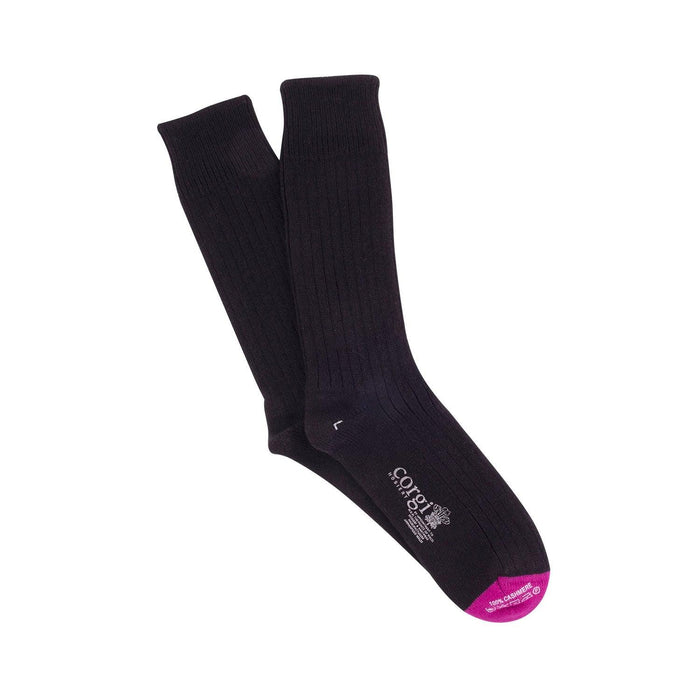 Luxury Rib Contrast Toe Pure Cashmere Socks - Corgi Socks