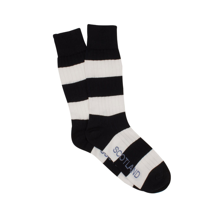 Scottish Navy and White Stripe Cotton Socks - Corgi Socks