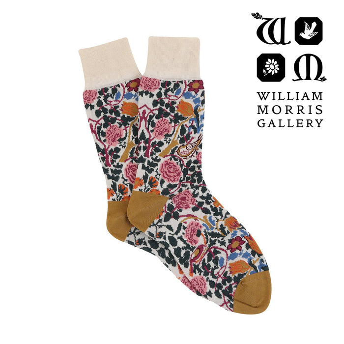 Floral patterned sock with William Morris Gallery logo