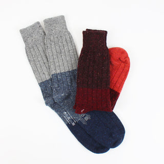 Men's Colour Block Donegal Wool Socks