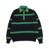 Black and green striped sweater on a white background