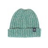 green cashmere blend beanie on a white background