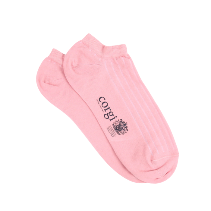 Pink sock with 'corgi' branding on a white background