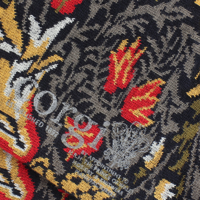 close up of knitted floral fabric