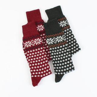 Mens Fair Isle and Spot Wool & Cotton Socks