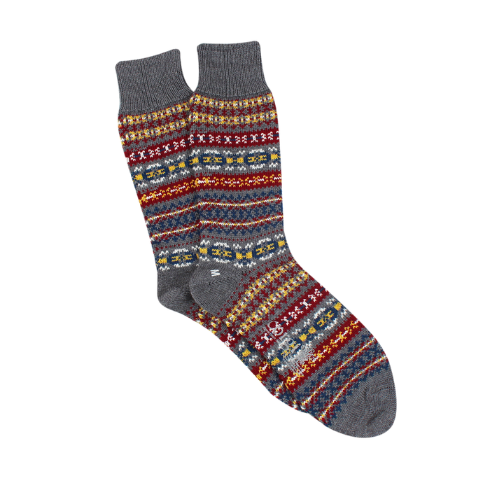 Men's Shetland Fair Isle Wool & Cotton Socks