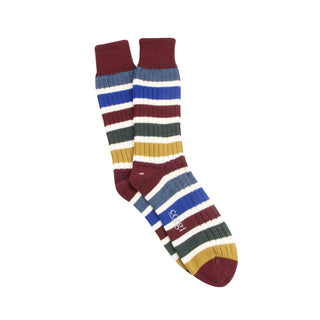 Colorful striped socks on a white background