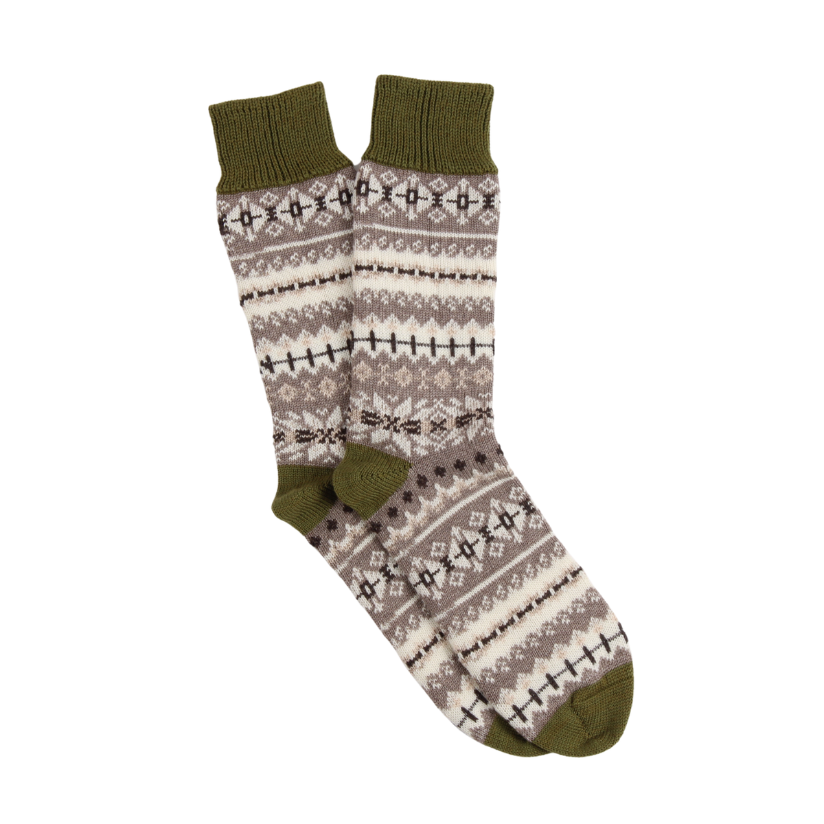 Pair of socks with a pattern on a white background