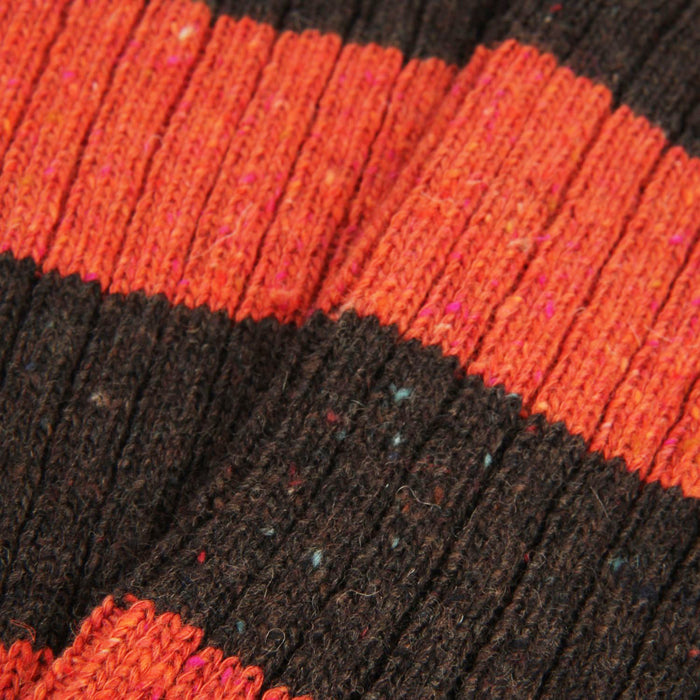 Close-up of brown and orange striped fabric texture
