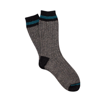 Stripe Cuff Ribbed Donegal Wool Socks