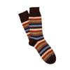 Multicolored striped socks on a white background