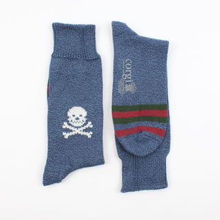 Men's Skull and Stripe Pure Cotton Boot Socks