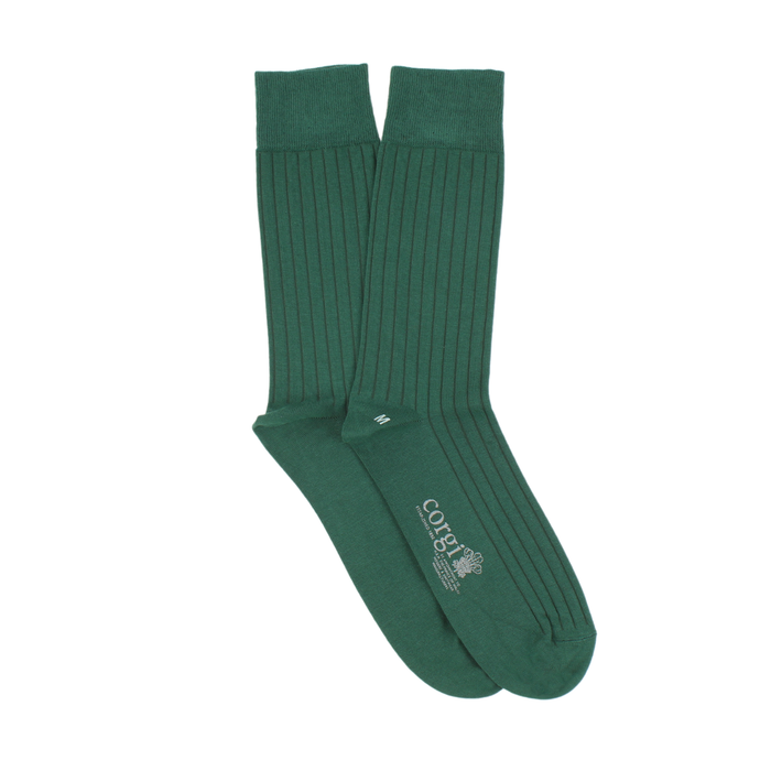 Men's Brecon Ribbed green Cotton Socks