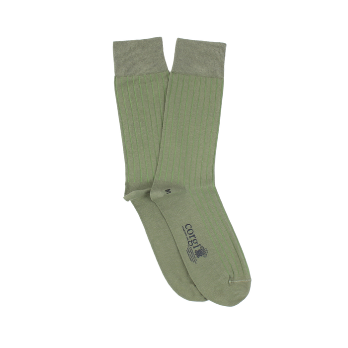 Men's Brecon Ribbed green Cotton Socks
