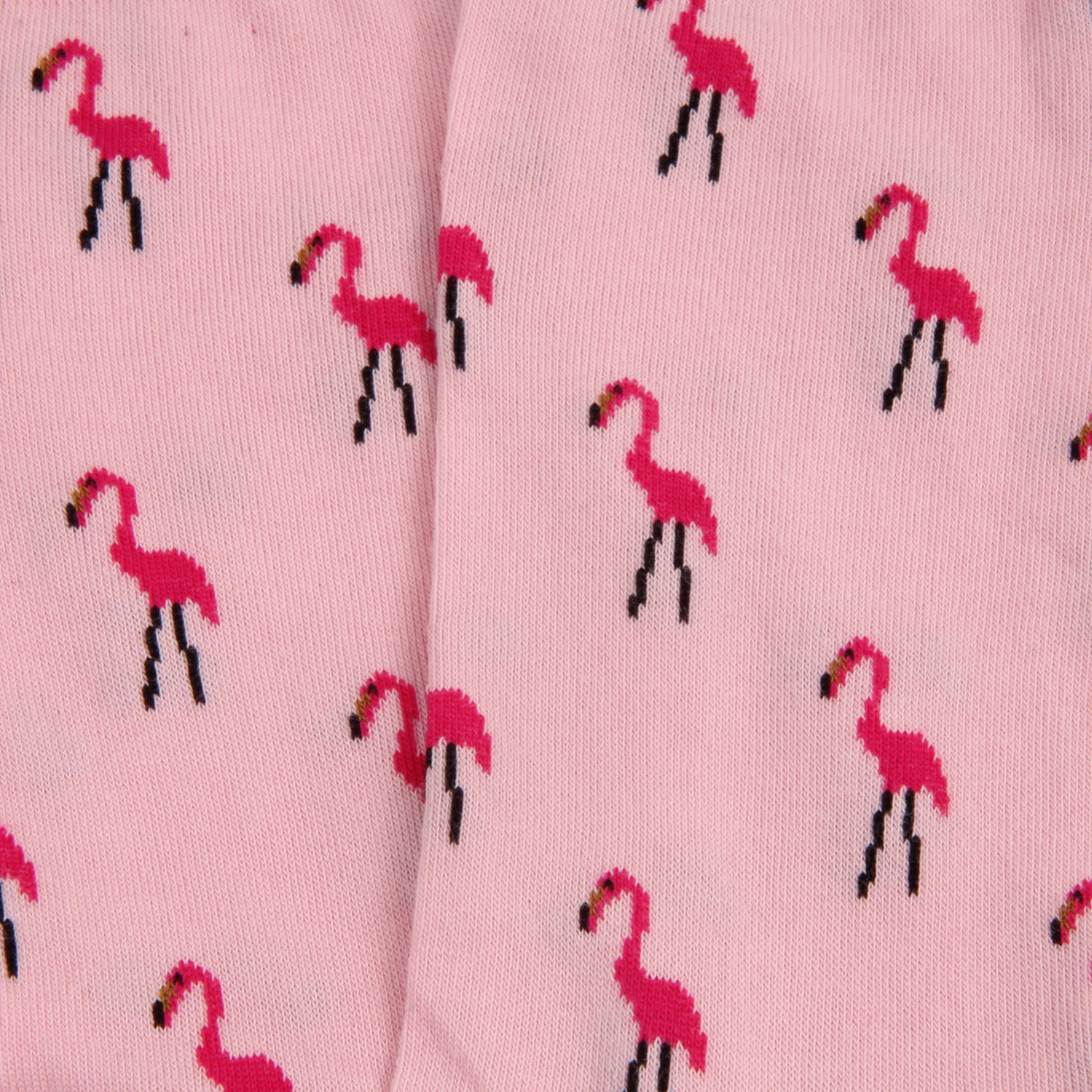Pink socks with flamingo pattern