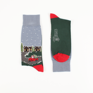 Men's Christmas Log Cabin Cotton Socks