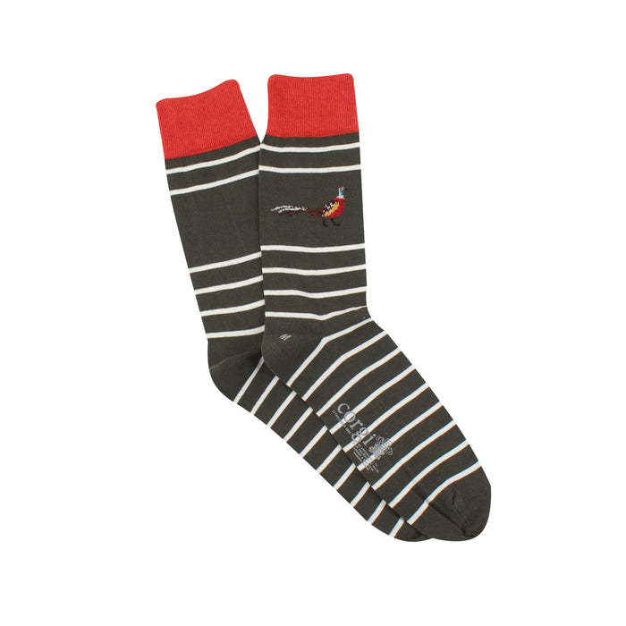 Men's Pheasant and Stripe Cotton Socks