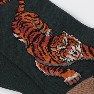 Men's Prowling Tiger Cotton Socks close up