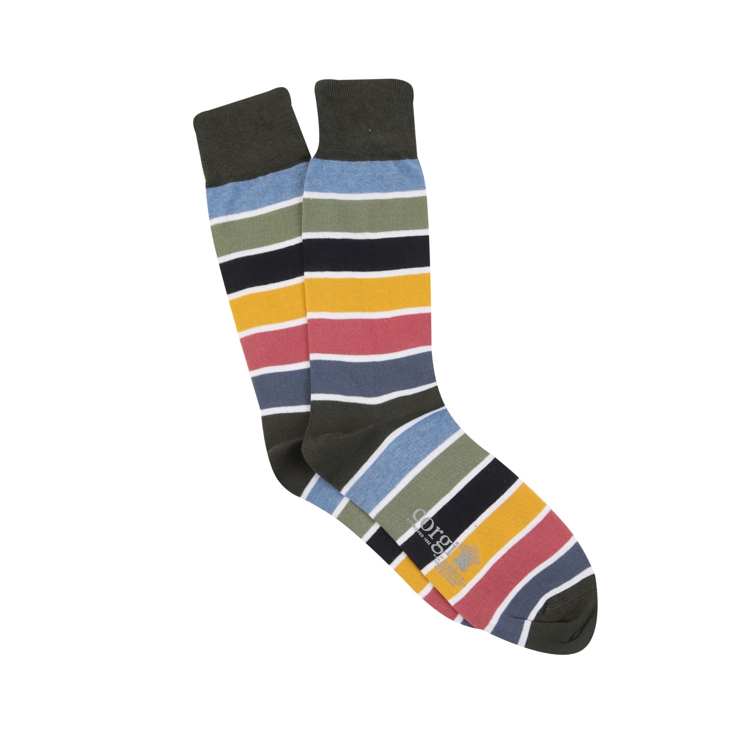 Men's Pantone Striped Cotton Socks | Khaki | Corgi Socks