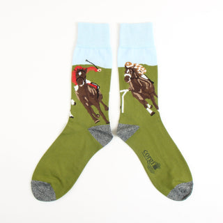 Men's Horse Racing Scene Cotton Socks