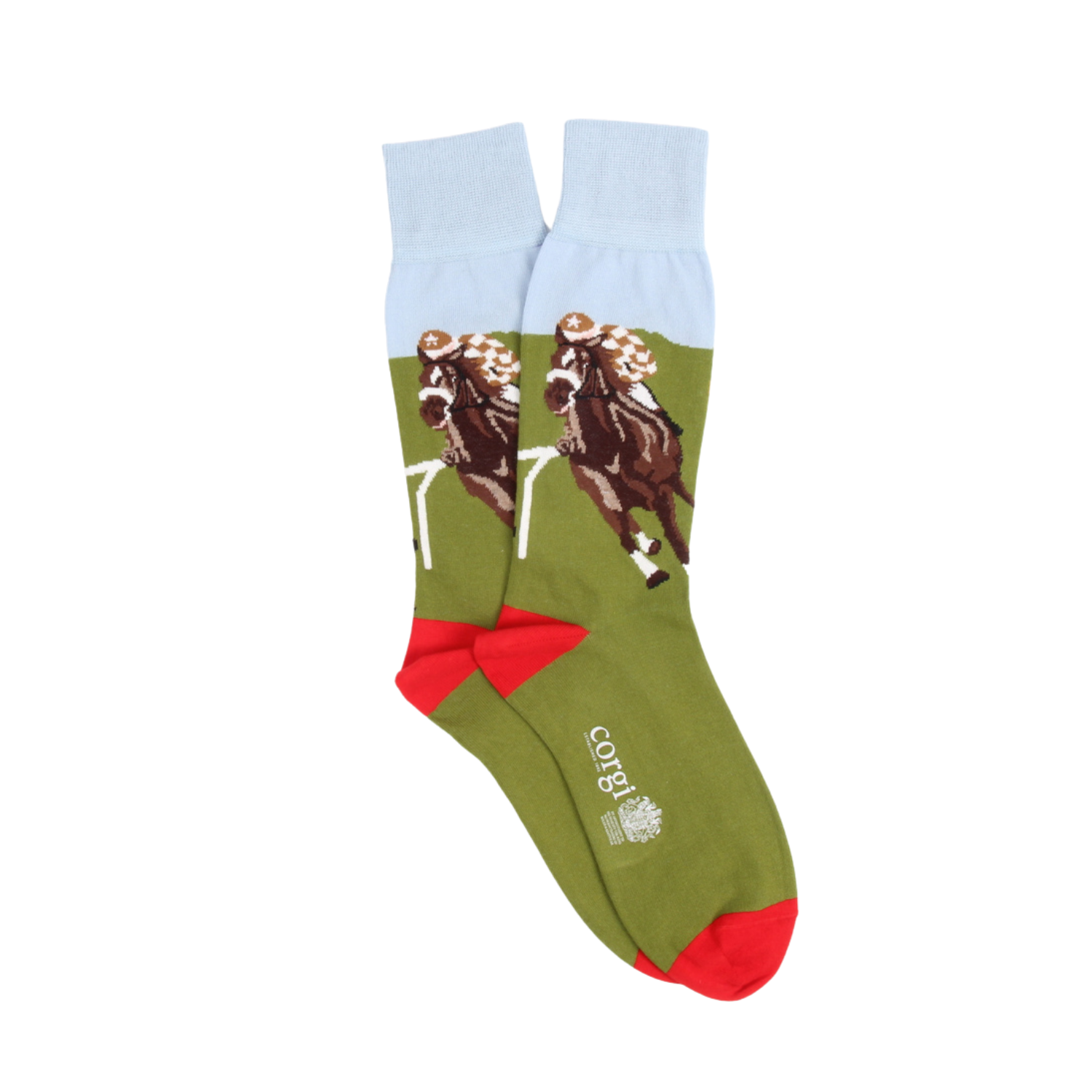 Sock with horse design on a white background