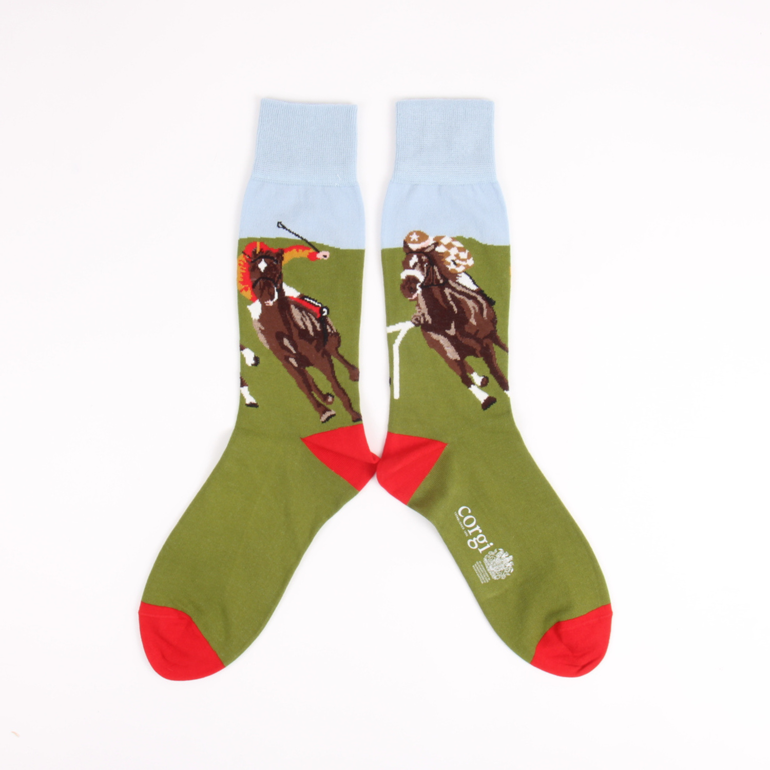 Socks with horse design on a white background