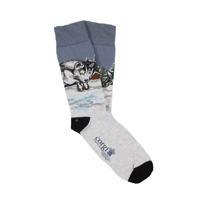 Men's Jumping Husky Scene Cotton Socks